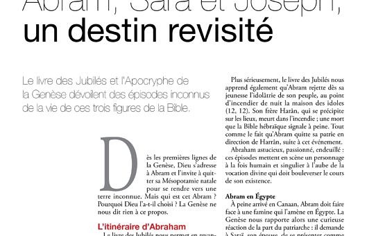thumbnail of Michael Langlois, « Abram, Sara et Joseph, un destin revisité », Le Monde des Religions 56, nov-déc 2012, p. 38-39