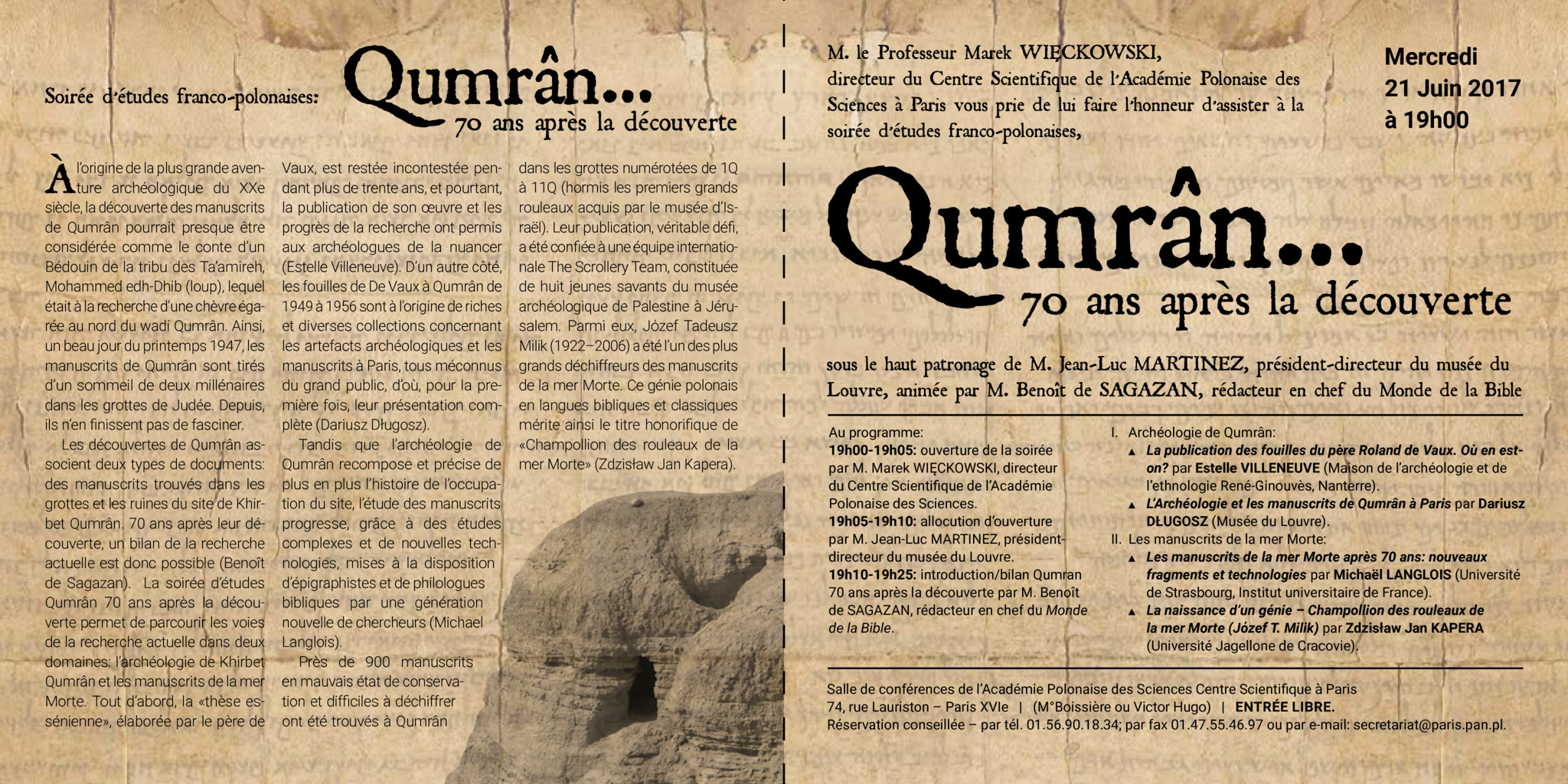 thumbnail of Qumrân 70 ans après la découverte — programme